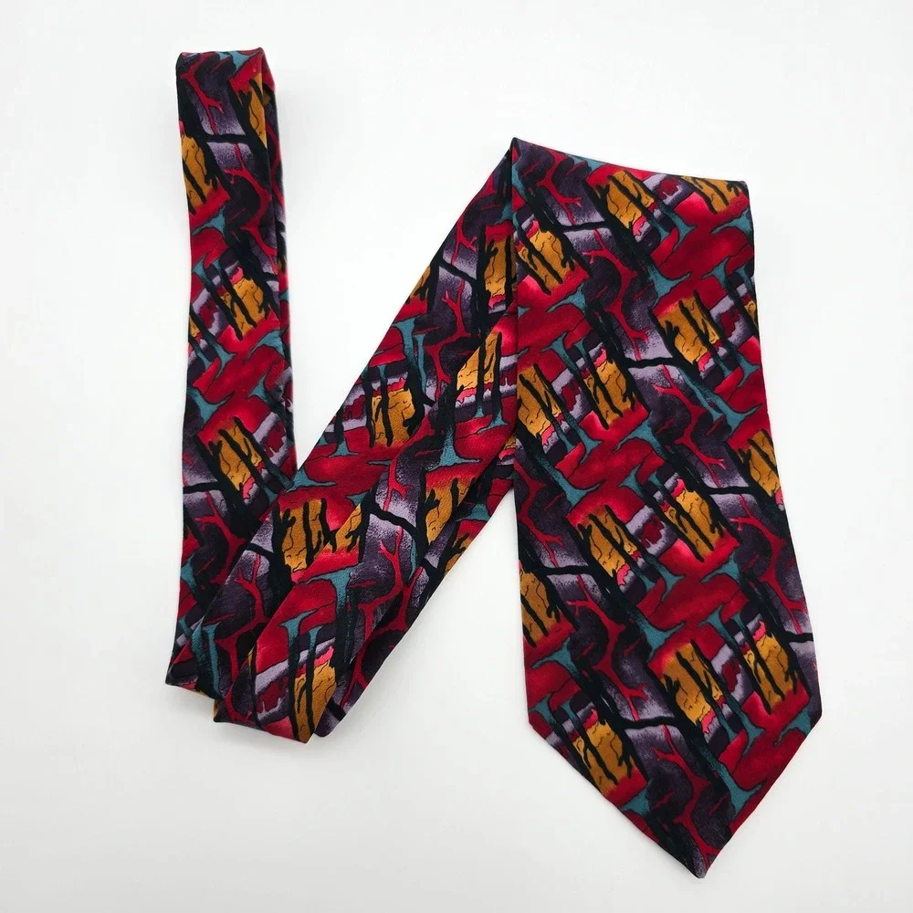 J. Garcia California Mission‎ Collection Nine Silk Tie Red Abstract Stonehenge